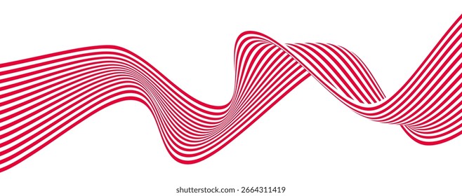 Elegant red wave pattern flowing across a white background