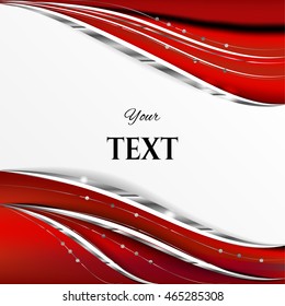 Elegant red white christmas card, background with silver shapes and dots