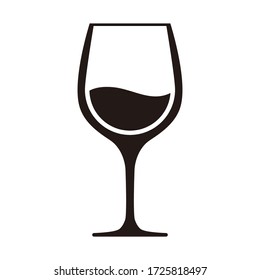 Elegant red wine glass  icon. Restaurant alcohol drink pictogram. Isolated vector illustration.