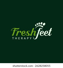 Elegant and refreshing foot therapy logo with leaf and footprint elements, symbolizing wellness, comfort, and natural healing. Ideal for foot massage, reflexology, and wellness brands.