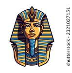 An elegant and regal Egyptian golden pharaoh vector clip art illustration, representing the richness of Egyptian culture and heritage, perfect for educational materials, cultural events, and travel pr