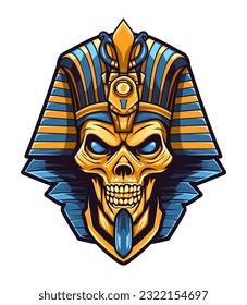 An elegant and regal Egyptian golden pharaoh vector clip art illustration, representing the richness of Egyptian culture and heritage, perfect for educational materials, cultural events, and travel pr