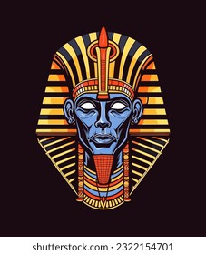 An elegant and regal Egyptian golden pharaoh vector clip art illustration, representing the richness of Egyptian culture and heritage, perfect for educational materials, cultural events, and travel pr