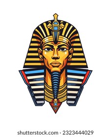 An elegant and regal Egyptian golden pharaoh vector clip art illustration, representing the richness of Egyptian culture and heritage, perfect for educational materials, cultural events, and travel pr