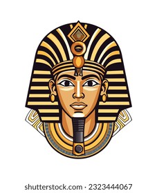 An elegant and regal Egyptian golden pharaoh vector clip art illustration, representing the richness of Egyptian culture and heritage, perfect for educational materials, cultural events, and travel pr