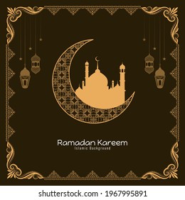 Elegant religious Ramadan Kareem festival mosque background vector