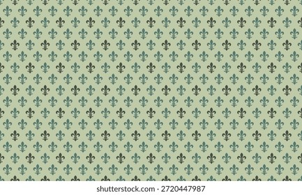 Elegant repeating fleurdelis pattern in muted greens.  Perfect for website backgrounds, textile designs, or vintageinspired projects.
