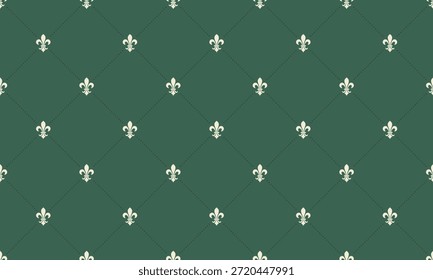 Elegante, repitiendo el patrón fleurdelis sobre un fondo verde azulado profundo.  Perfecto para diseños de lujo, invitaciones o fondos de Sitio web.