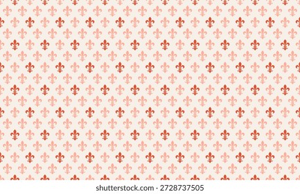 Elegant repeating fleurdelis pattern in soft coral and blush tones.  Perfect for wedding invitations, feminine branding, or textile design.