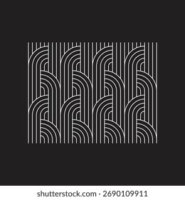 Elegante patrón de pilar curvo lineal repetitivo en estilo minimalista. Diseño de Vector limpio perfecto para la tela, el Fondo de pantalla, el embalaje, o las impresiones decorativas modernas.