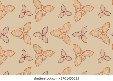 Elegant repeating vector pattern featuring stylized botanical elements, leaves, and abstract flower motifs on a grid structure. Ideal for fabric, wallpaper, packaging, high-end branding.