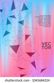Elegant report template. Global network connection illustration. Interlinked nodes, atom, web or big data cloud structure concept. Information technology concept cover.