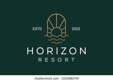 elegant resort logo in golden color