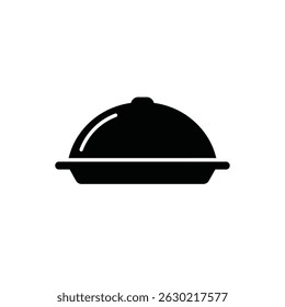 Elegant restaurant cloche icon depicting food service and fine dining in black and white