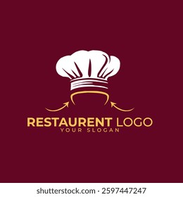 Elegant Restaurant Logo Vector with Chef Hat Design