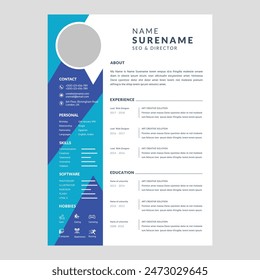 
Elegant resume cv template, creative stylish design