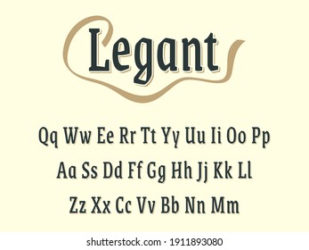 Elegant retro alphabet letters set. Typography serif font in classic style with golden reflexions. Vector illustration