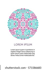 Elegant retro flourish round decoration. Ornamental baroque vintage logo design for boutique, restaurant, cafe, flower shop emblem. Provence style ornaments EPS 10 vector illustration. Isolated.