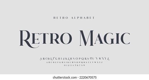 Elegant Retro font alphabet. Minimal modern urban fonts for logo, brand etc. Typography vector illustration