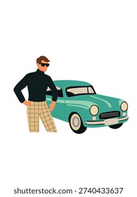 elegant retro gentleman posing graphic design concept