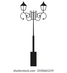 Elegant retro lantern template design. Vector street lamp isolated transparent background. Street light. Vector illustration. 