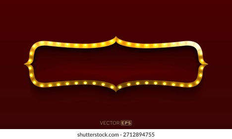 Elegant retro marquee light frame with glowing bulbs, perfect for text or announcements. Vector illustration