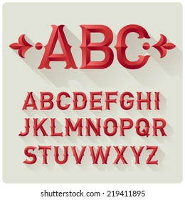 Elegant retro style red font set