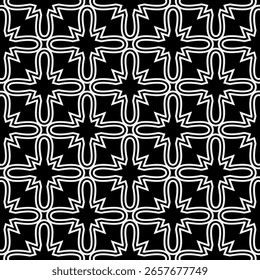 Elegant retro vintage pattern featuring classic luxury geometric ornaments in a detailed line art style. This seamless repeat design combines timeless sophistication with intricate shapes