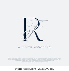 Elegante logotipo de monograma de boda de iniciales entrelazadas RF