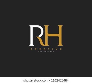 Elegant RH Letter Linked Monogram Logo Design
