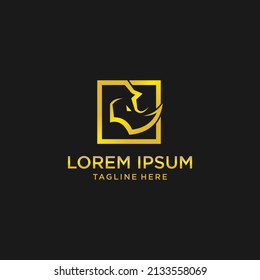 elegant rhino logo with gold color
