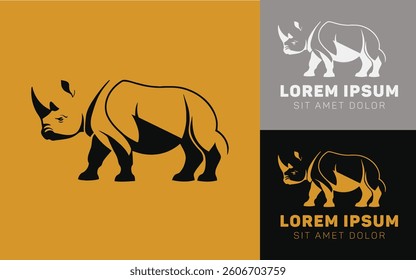 Elegant Rhino Logo Icons in Gold Black