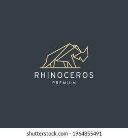 Elegant Rhino mono line polygonal logo icon design template flat vector illustration