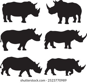  A Elegant Rhino silhouettes set