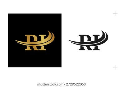 Elegante logotipo inicial RI para nomes de negócios de luxo. Isolado no fundo branco.