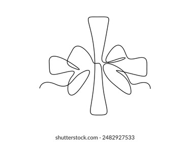 Elegant ribbon bow in continuous line drawing vector illustration
