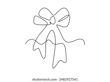 Elegant ribbon bow in continuous line drawing vector illustration