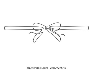 Elegant ribbon bow in continuous line drawing vector illustration