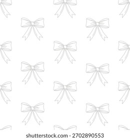 Elegant ribbon bow pattern on white backdrop for festive and decorative designs