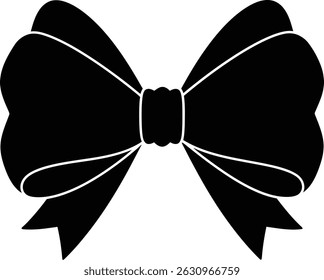 Elegant ribbon bow silhouette isolated on white background

