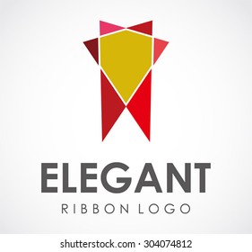 Elegant ribbon star abstract vector logo design template luxury business icon company identity symbol concept