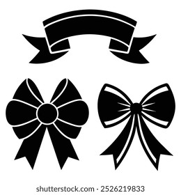 Elegant ribbons, tags, and bows decorative vector set, perfect for gift packaging, festive designs, or elegant wrapping. Ideal for creative decor, branding, and digital designs.