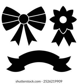 Elegant ribbons, tags, and bows decorative vector set, perfect for gift packaging, festive designs, or elegant wrapping. Ideal for creative decor, branding, and digital designs.