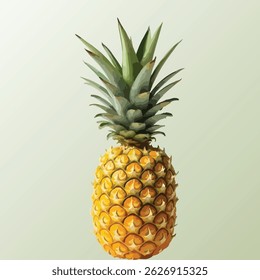 Elegant Ripe Pineapple with head crown vector Silhouette image