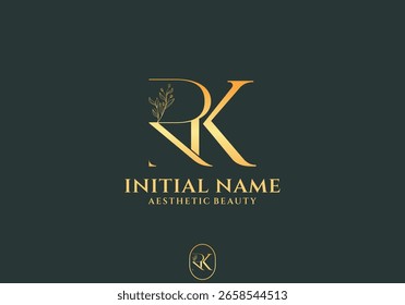 Elegant RK Initial Logo Design for Aesthetic Beauty Brand
