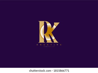 Elegant RK Letter Linked Monogram Logo Design Gold Color