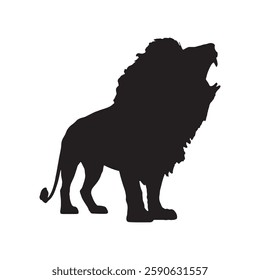 Elegant Roaring Lion Silhouette for Timeless Design Projects - Lion Vector - Lion Icon
