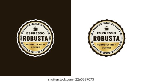 Elegante Vector Robusta de Café o Vector Robusta de Sello de Café. Sello o etiqueta de café Robusta para el producto típico conocido como café Robusta. Diseño elegante para su producto.