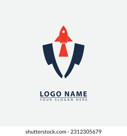 elegantes Logo des Chefkochs der Rakete. Grafikdesign, Vektorgrafik in flachem Kunststil.