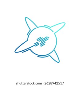 Elegant Rocket Orbiting Planet Ring Vector Logo
